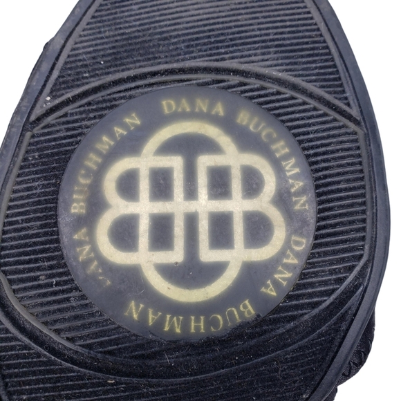 Dana Buchman | Black Fabric Retro Open Toe Block Heel Sling Back Heels Women's 6 - Picture 10 of 13